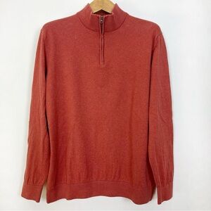Denver Hayes Men's Orange Rust 1/4 Zip-Up Pullover‎ Sweater Size XL
